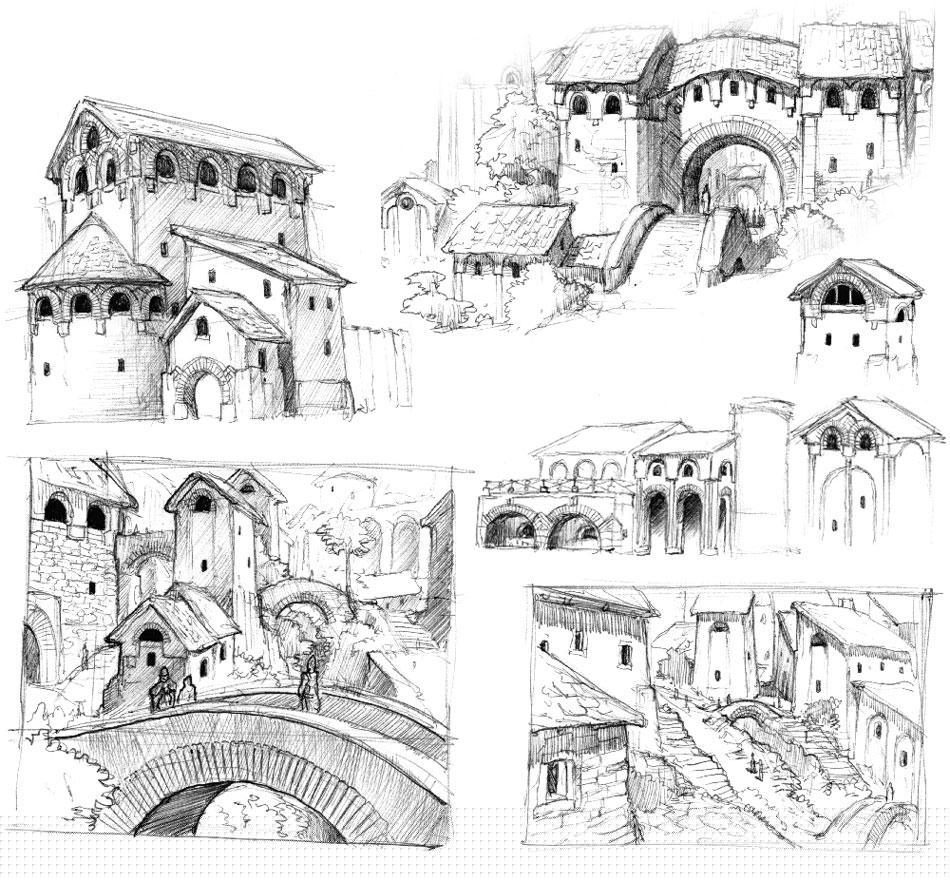 Divinity's Reach Architecture Sketches from Guild Wars 2