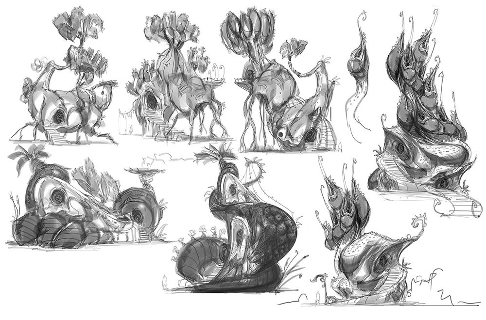 Sylvari Houses Sketches from Guild Wars 2