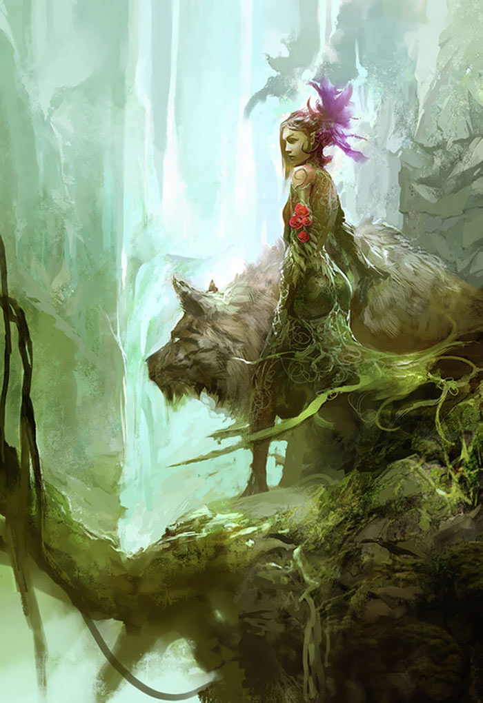 Sylvari & Beast Art from Guild Wars 2