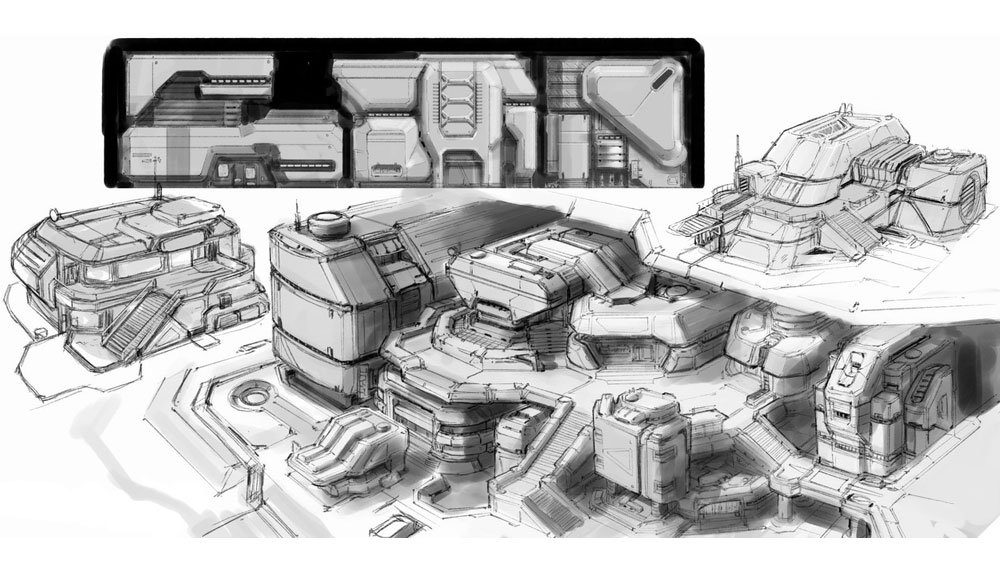 Mombasa Skyview Concept Art from Halo 3: ODST