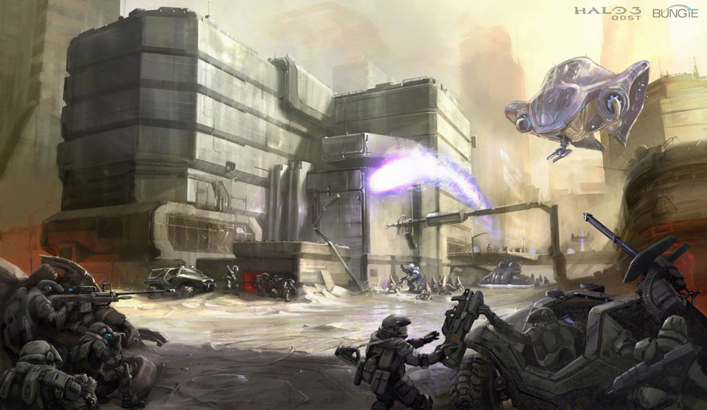 Mombasa Battle Art from Halo 3: ODST