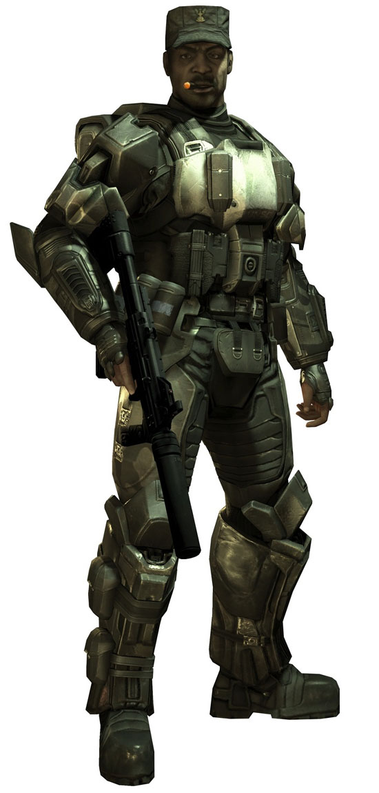 Sergeant Major Avery Junior Johnson Art from Halo 3: ODST