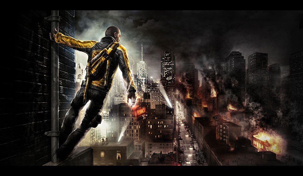 Cole Overlooking Cityscape Art from inFamous