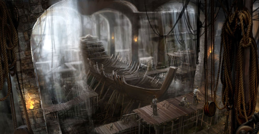 Ship Construction Art from Assassin's Creed II