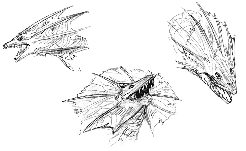 Frilled Female Dragon Head Art from Divinity II: Ego Draconis