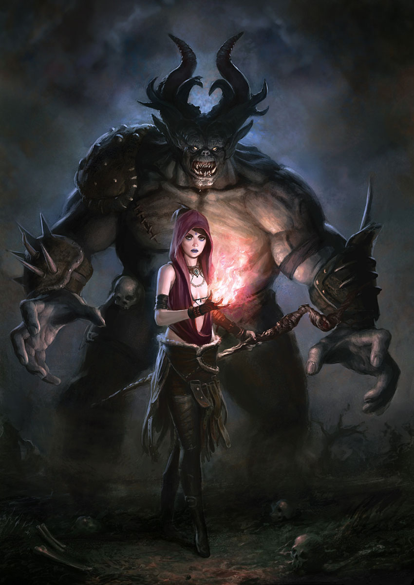 Morrigan & Ogre Poster Artwork from Dragon Age: Origins