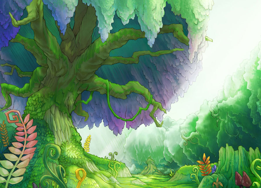 Forest Environment Art from Final Fantasy Fables: Chocobo Tales