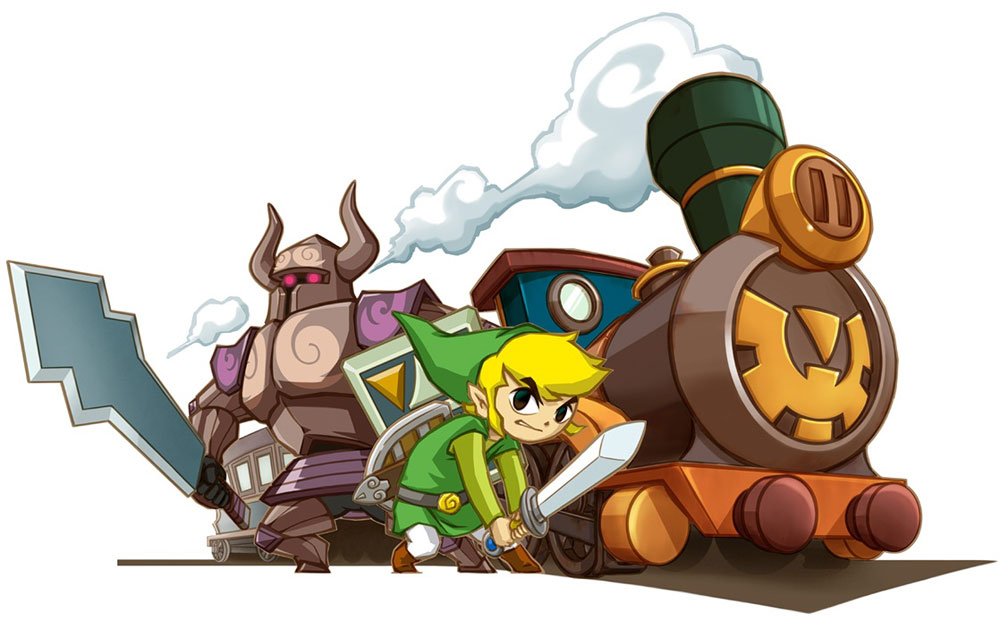 Link, Phantom, & Spirit Train Art from Legend of Zelda: Spirit Tracks