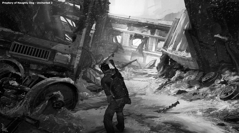 Train Wreck Artwork from Uncharted 2: Among Thieves