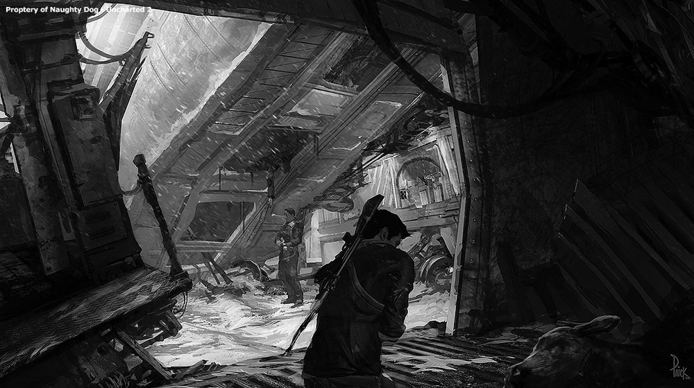 Train Wreck Concept Artwork from Uncharted 2: Among Thieves