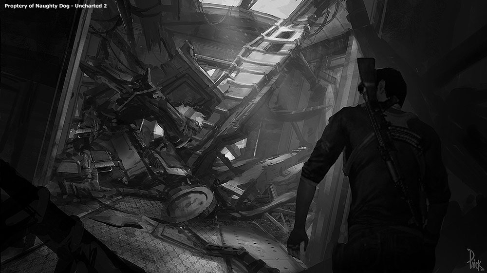 Train Wreck Interior Art from Uncharted 2: Among Thieves