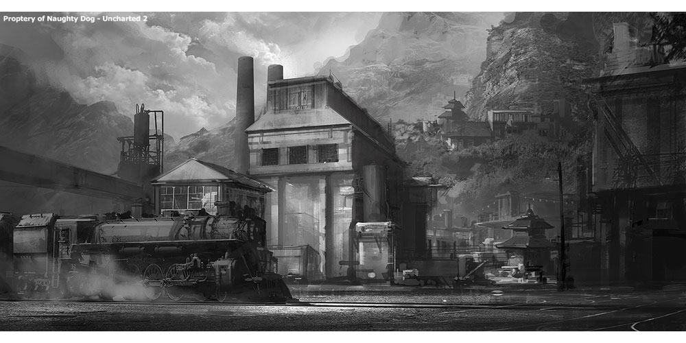 Trainyard Foothill Area Art from Uncharted 2: Among Thieves