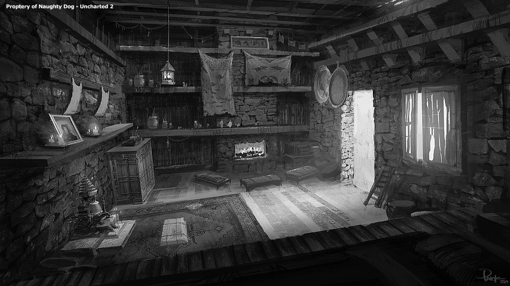 Village Hut Interior Artwork from Uncharted 2: Among Thieves