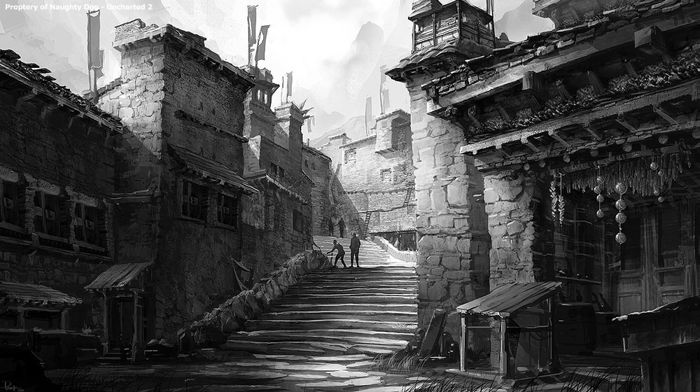 Village Steps Art from Uncharted 2: Among Thieves