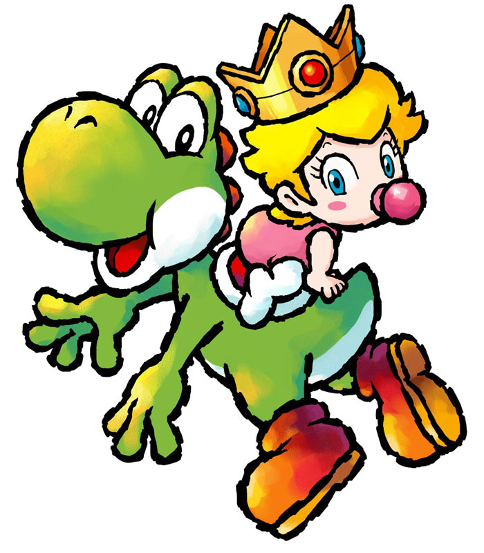 Yoshi & Baby Peach Art from Yoshi's Island DS