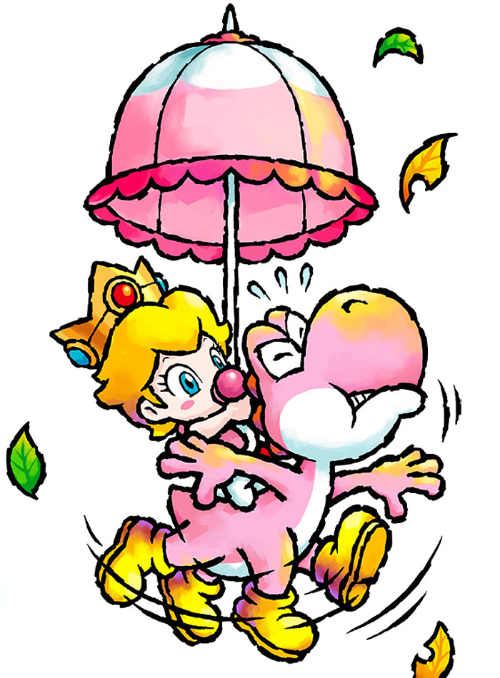 Yoshi & Baby Peach Artwork from Yoshi's Island DS