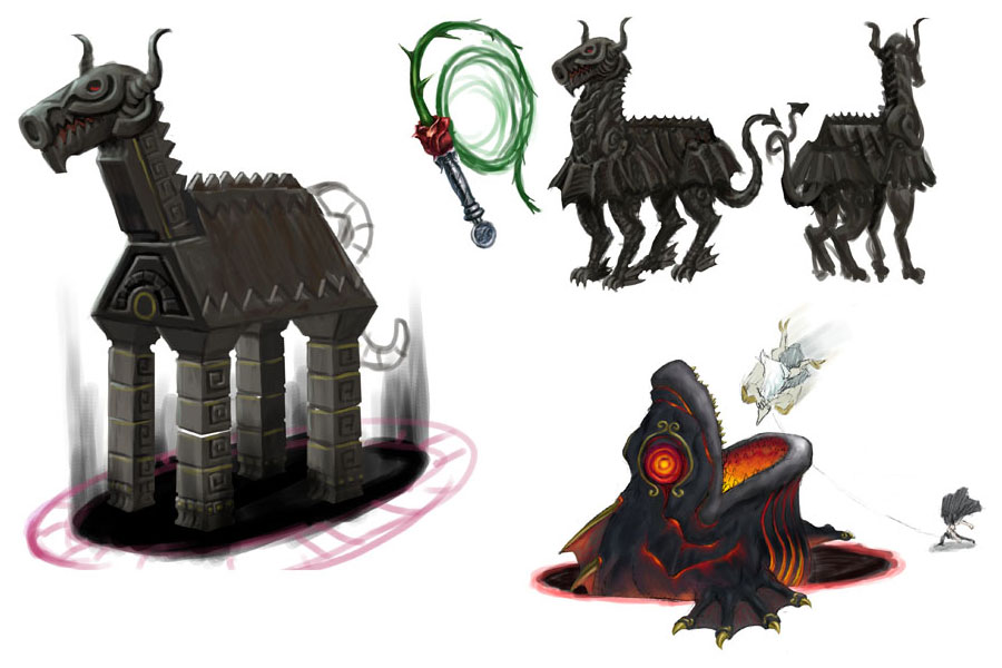 Stone Horse & Mysterious Fish Art from Bayonetta