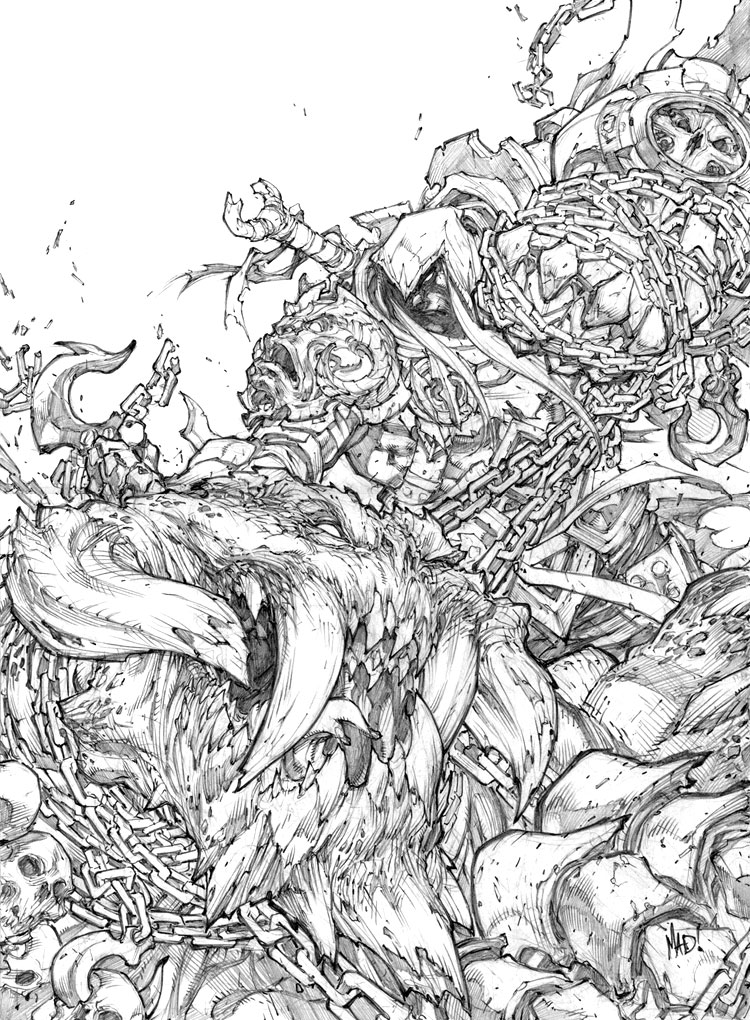 War and Trauma Line Art from Darksiders