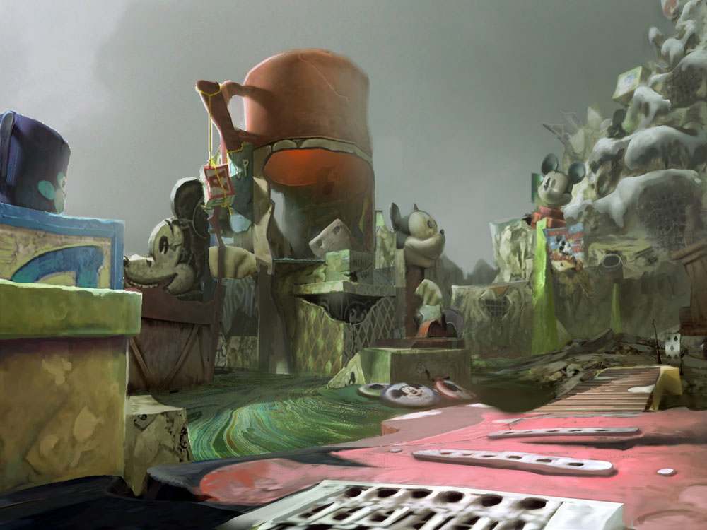 Mickey Junk Mountain Slopes Art from Epic Mickey