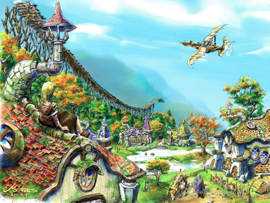 Town Illustration from Grandia III
