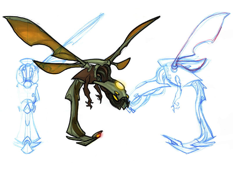 Flying Metal Head Art from Jak II