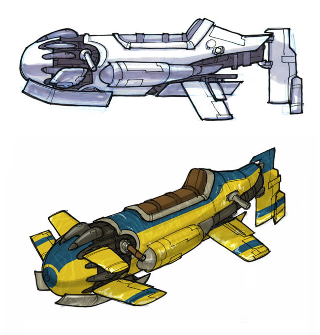 Hover Bikes Concept Art from Jak II