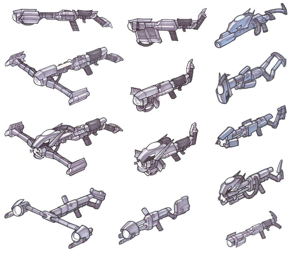 Weapon Designs Sketches from Jak II