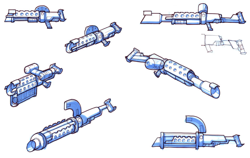 Weapon Designs Concept Art from Jak II