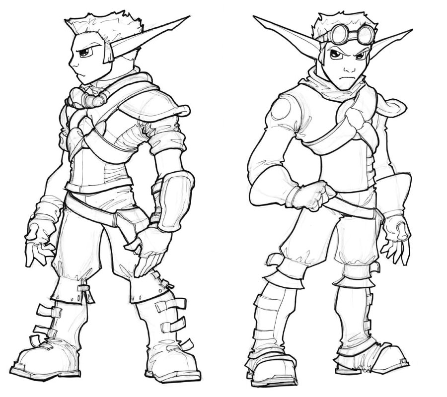 Jak Line Art Sketches from Jak 3