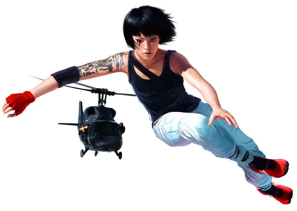 Faith Fleeing Helicopter Art from Mirror's Edge