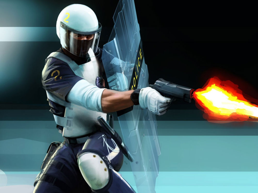 Riot Shield Police Art from Mirror's Edge