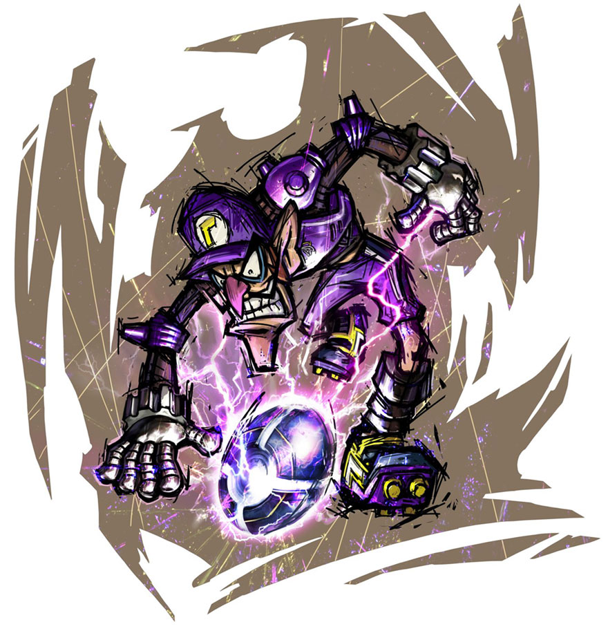 Waluigi Art from Mario Strikers Charged
