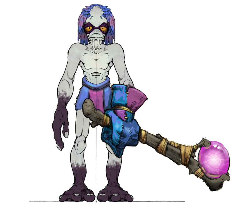 Mudokon Tomahawker Concept Art from Oddworld: Munch's Oddysee