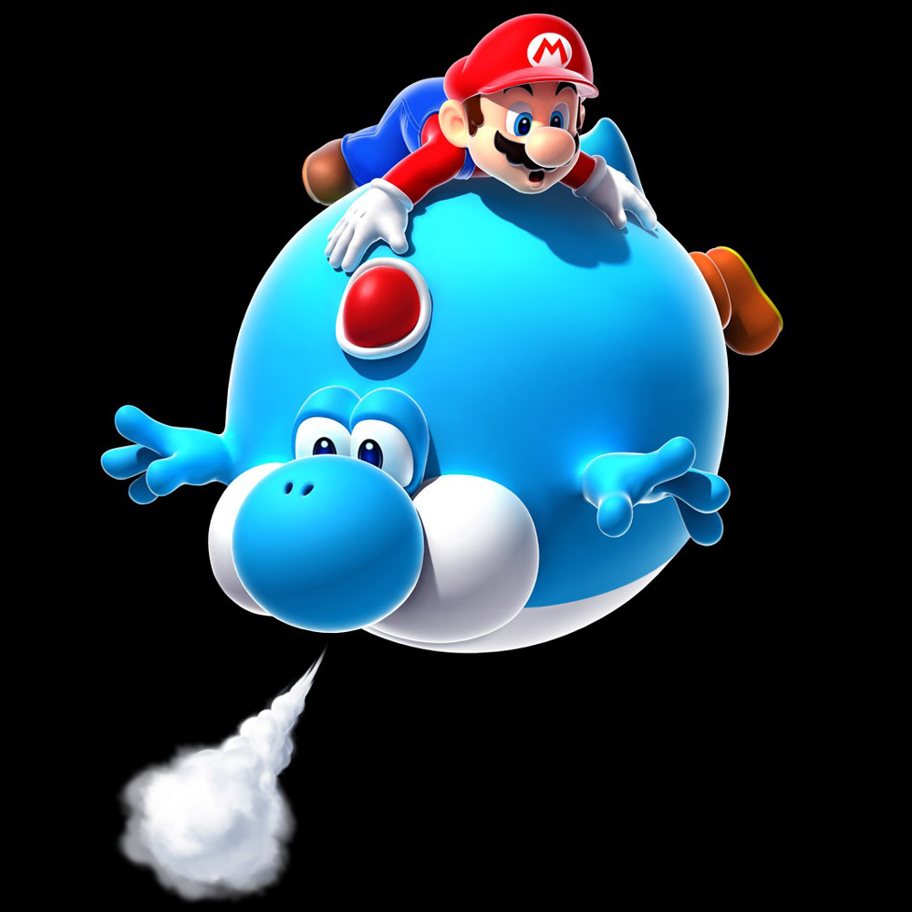 Mario & Balloon Yoshi Art from Super Mario Galaxy 2