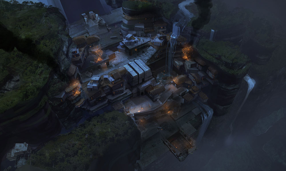 Village Attack - Aerial Art from Dark Void