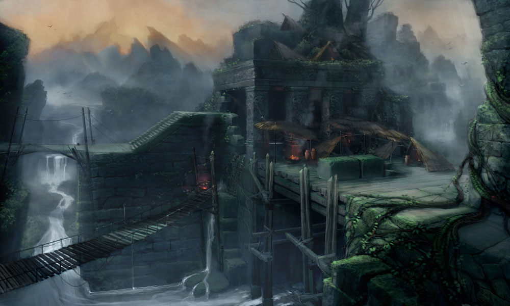 Village Mood Art from Dark Void