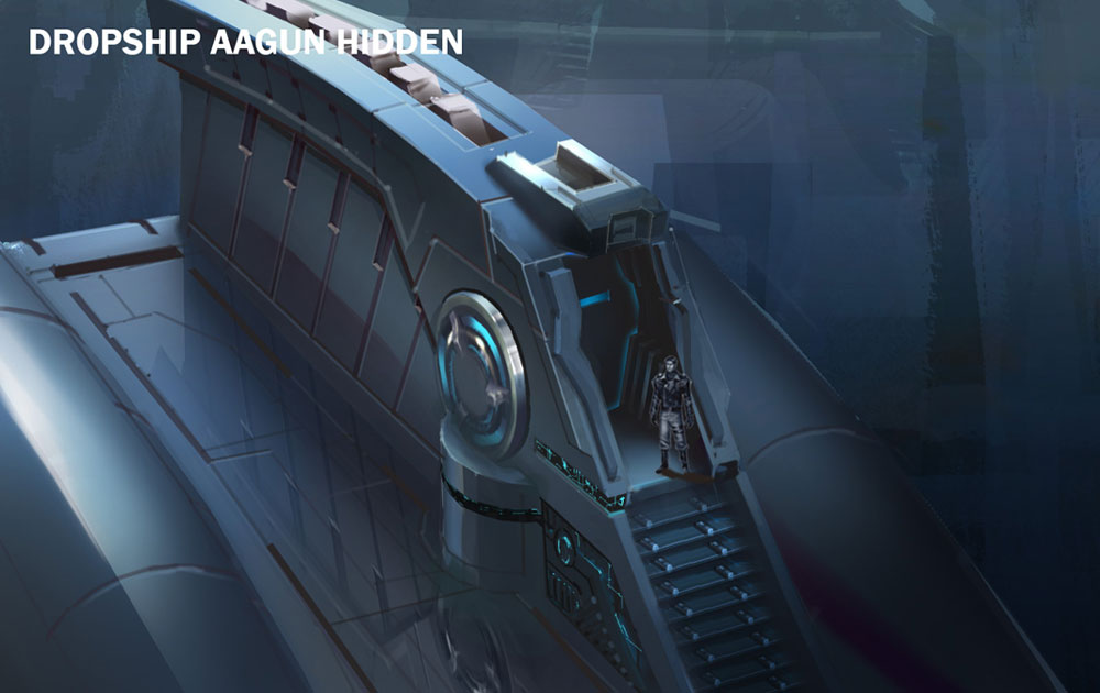 Watcher Dropship AA-Gun Art from Dark Void