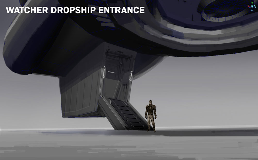 Watcher Dropship Entrance Art from Dark Void
