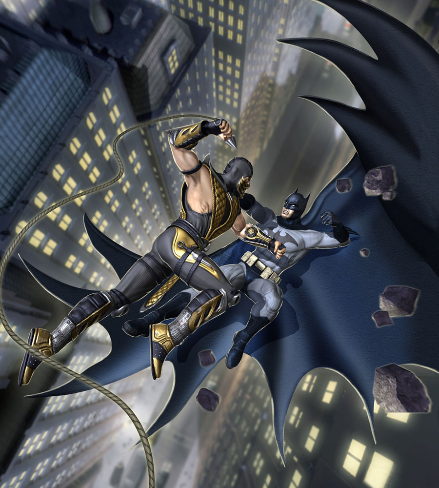 Scorpion vs Batman Art from Mortal Kombat vs. DC Universe