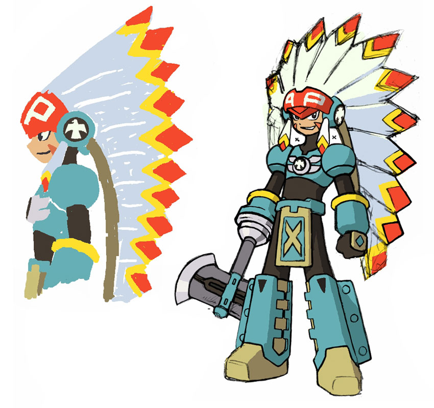 TomahawkMan.EXE Concept Art from Mega Man Battle Network 5