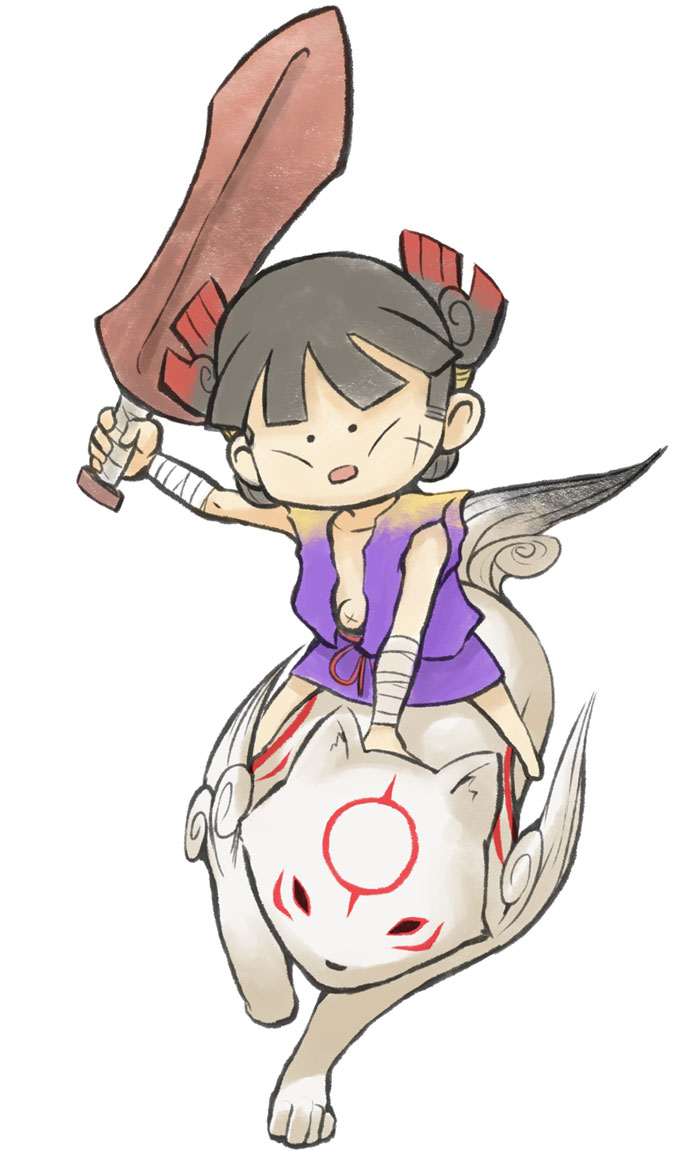 Kuninushi & Chibiterasu Art from Okamiden