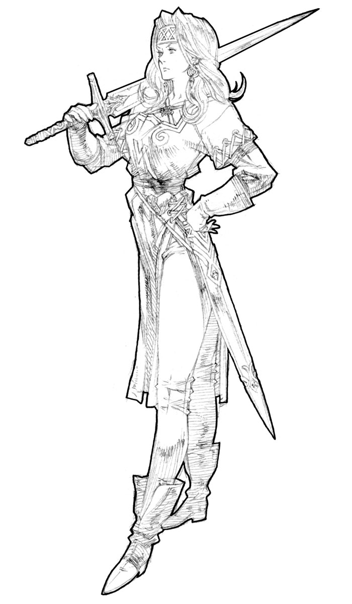 Warrior Female Art from Tactics Ogre: Let Us Cling Together