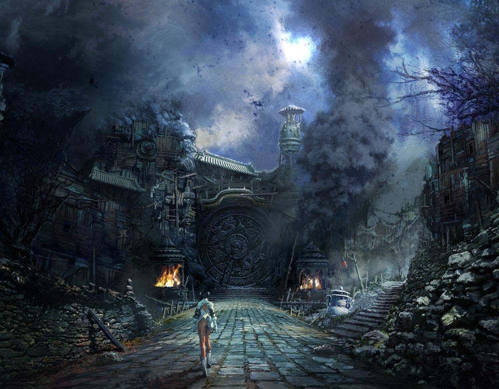 Burning Village Street Art from Blade & Soul