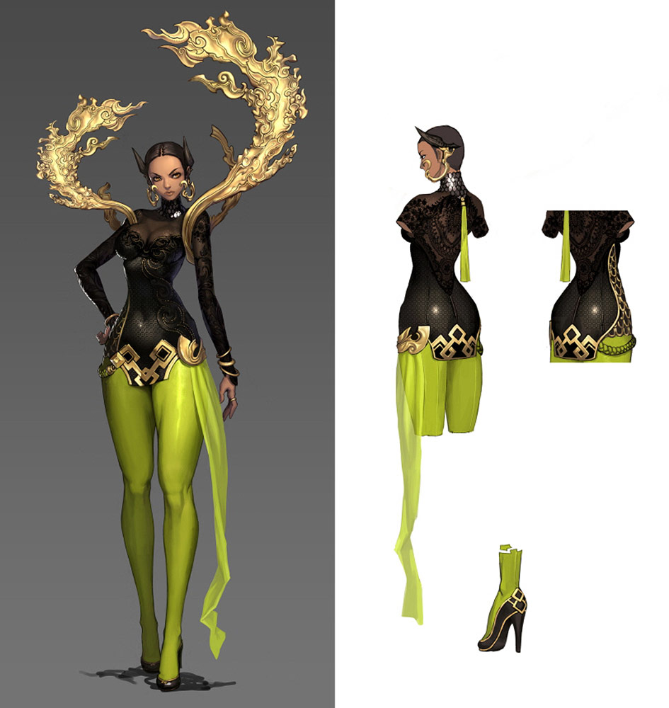 Female Thunder God Costume Art from Blade & Soul