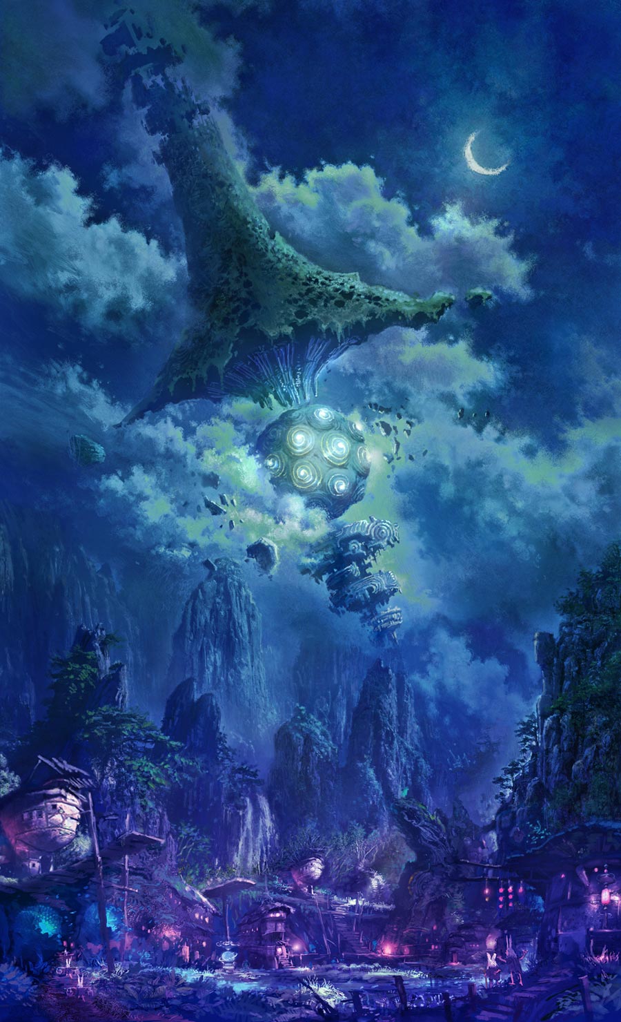 Village by Night Art from Blade & Soul