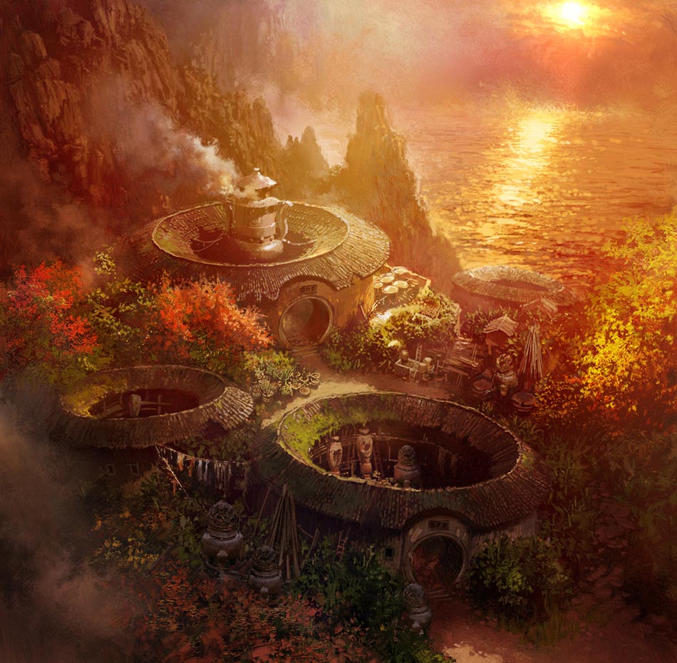 Village Sunset Art from Blade & Soul