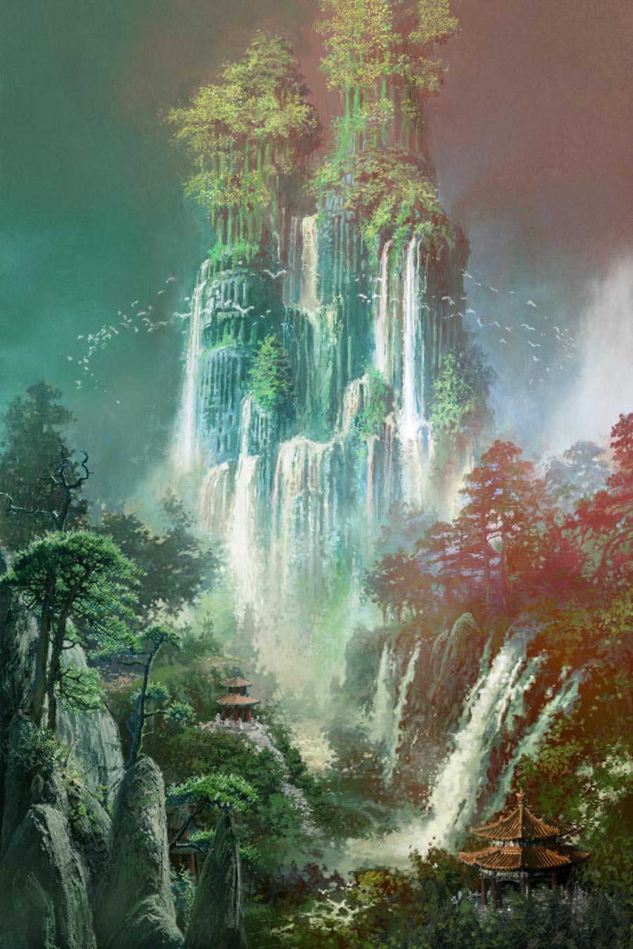 Waterfalls Landscape Art from Blade & Soul