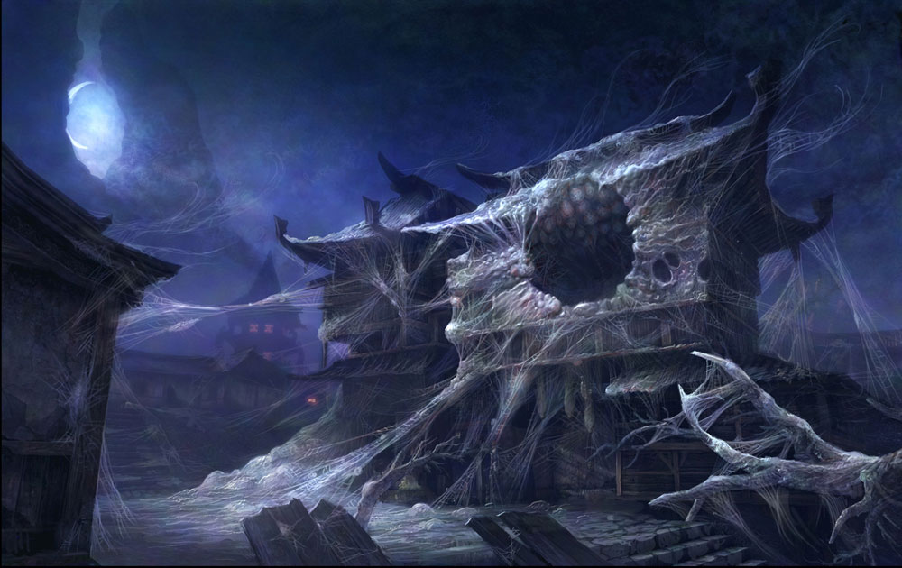 Webbed Buildings in City of Ghosts Art from Blade & Soul