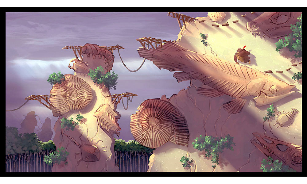 Fossil Fish Cliffs Art from Donkey Kong Country Returns