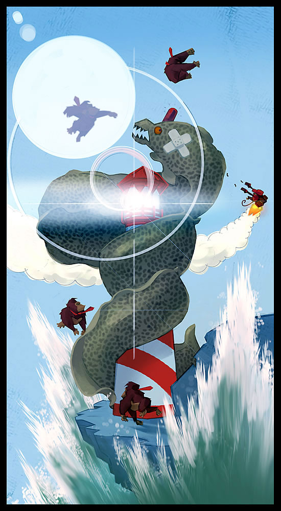 Lighthouse Eel Battle Art from Donkey Kong Country Returns